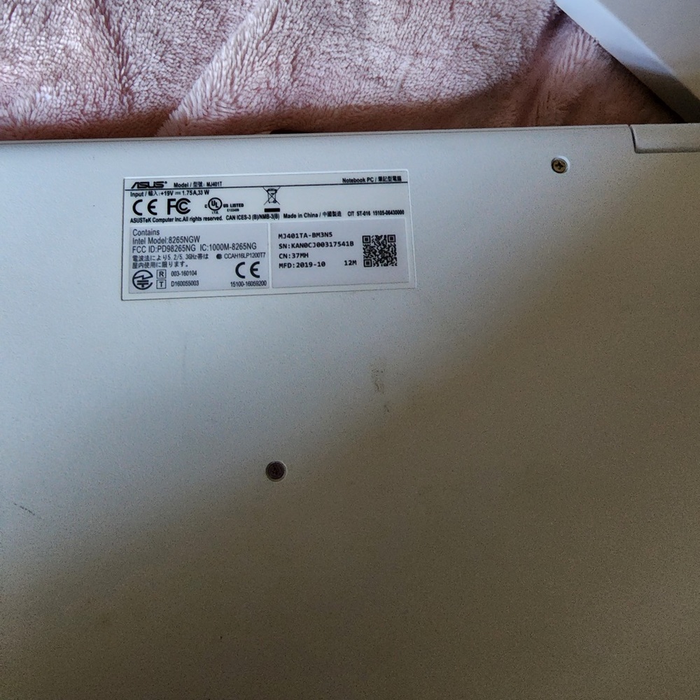 White 15 inch asus laptop
